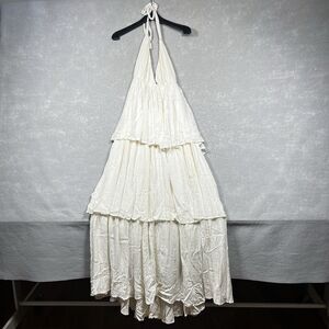 Anthropologie PQ Swim Dolce Chiara Maxi Dress XS/Small Beige Tiered Spring $154